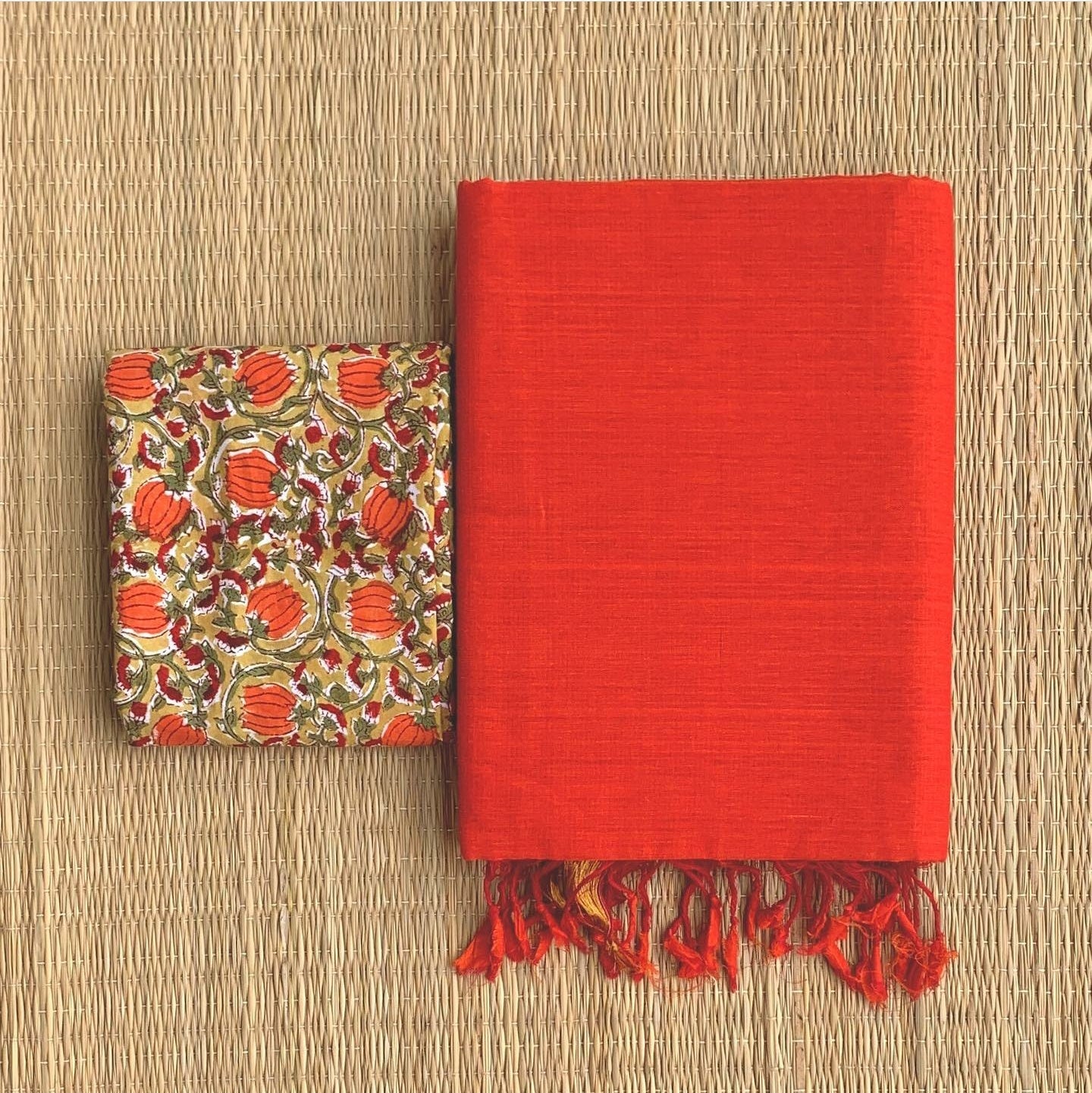 orange Colour Chanderi Saree With Digital Printed Blouse