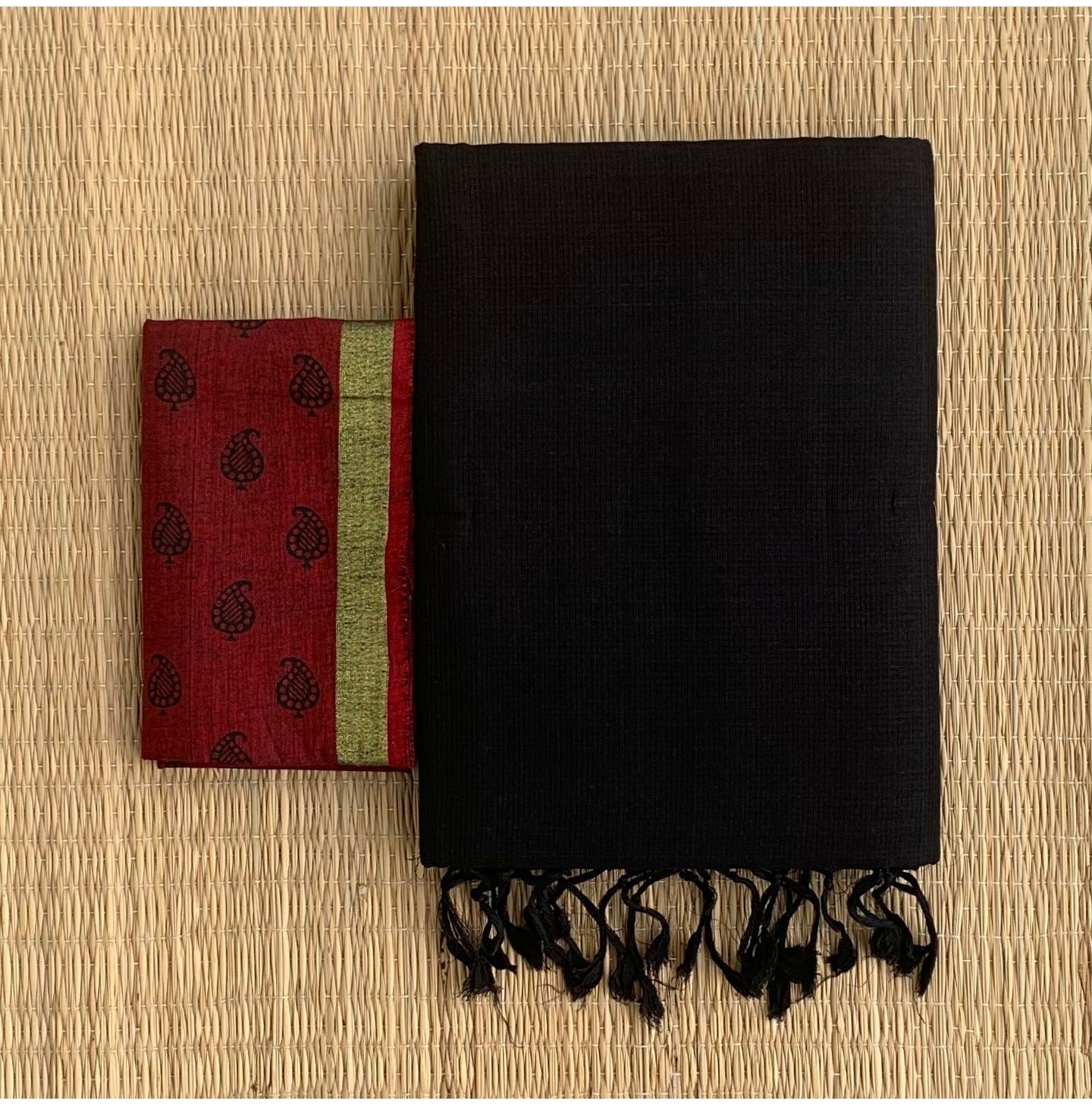 Black Colour Chanderi Saree With Digital Printed Blouse