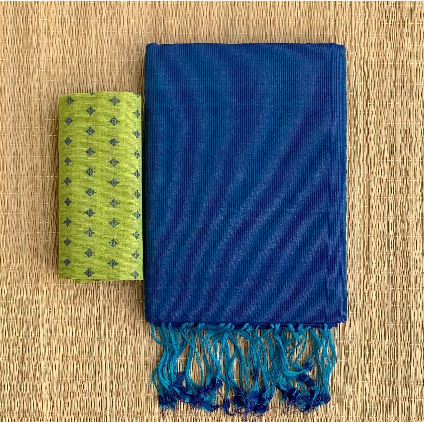 Blue  Colour Chanderi Saree With Digital Printed Blouse