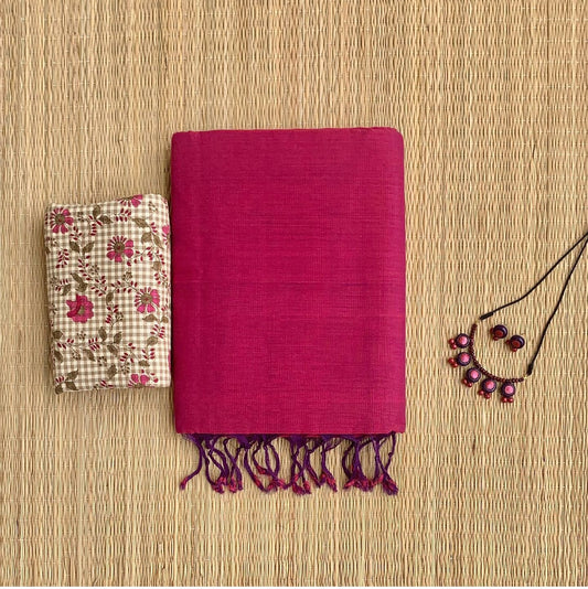 Pink Colour Chanderi Saree With Digital Printed Blouse