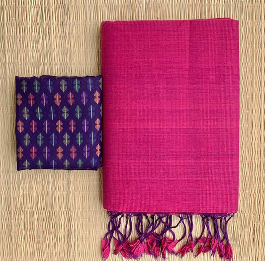 Pink  Colour Chanderi Saree With Digital Printed Blouse